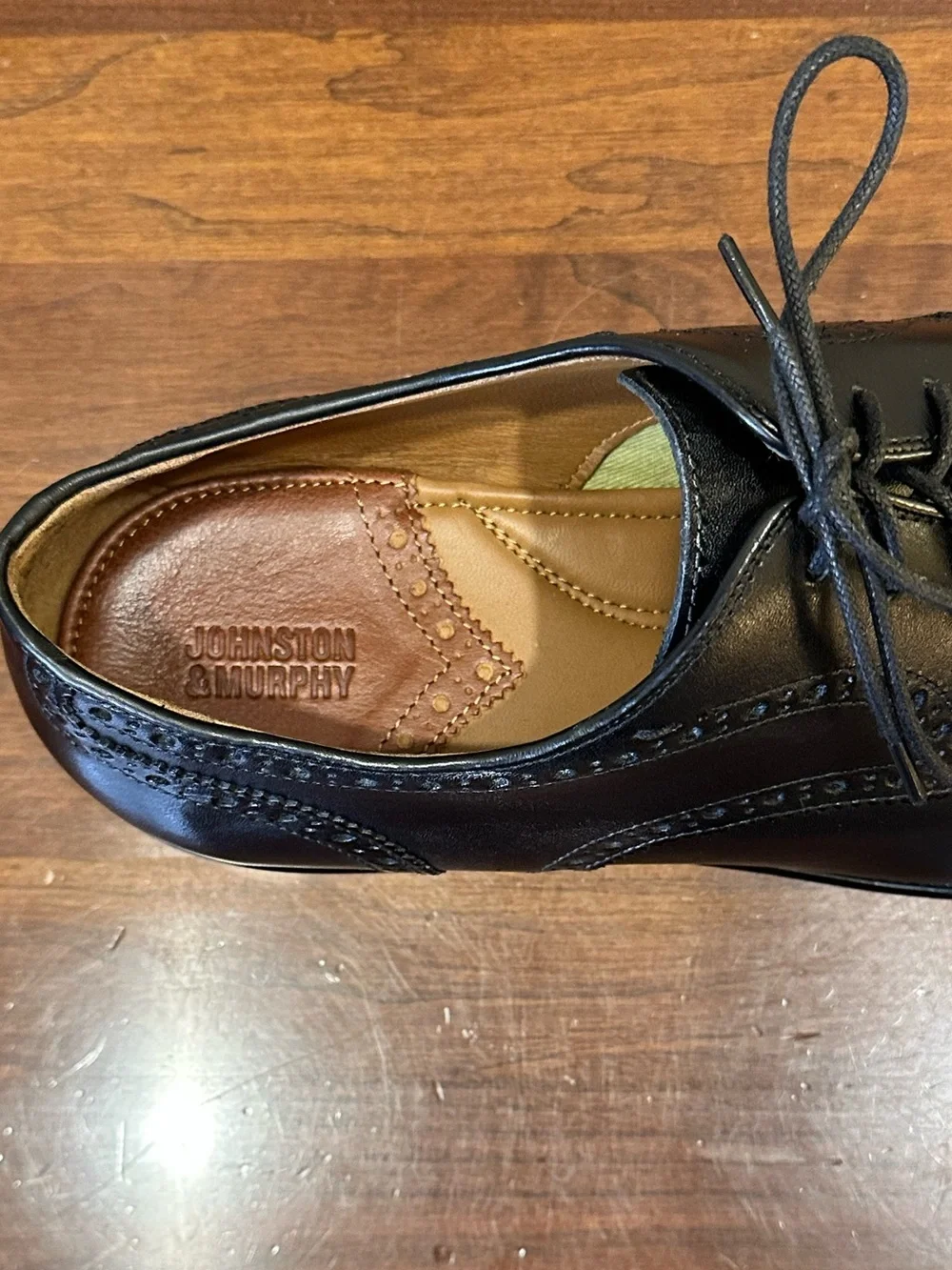 🌟HP🌟Johnston & Murphy Henrick Black Leather Dress Derby's Size 11.5 M